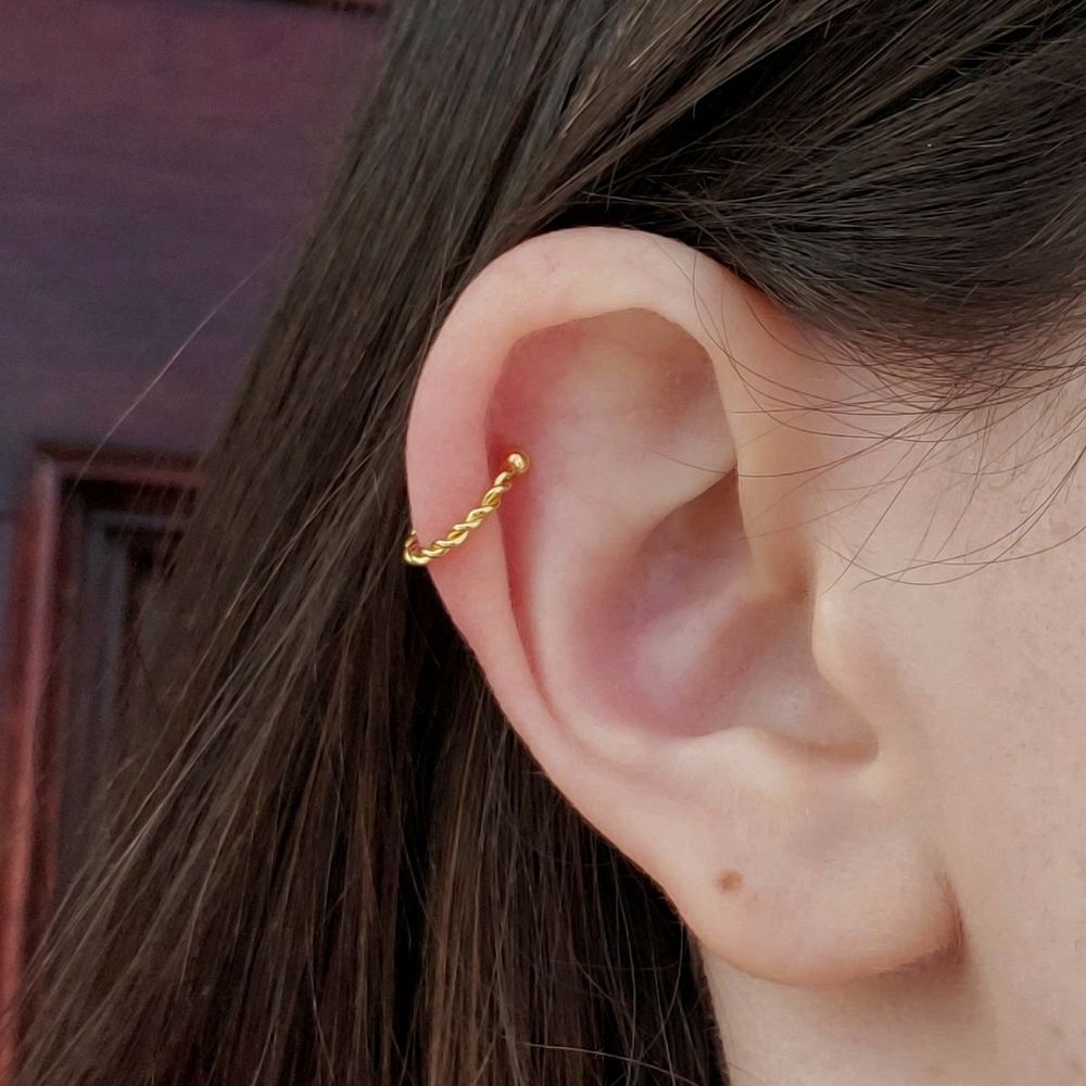 Ear Cuff Gold Twisted No Piercing Earring Hoop